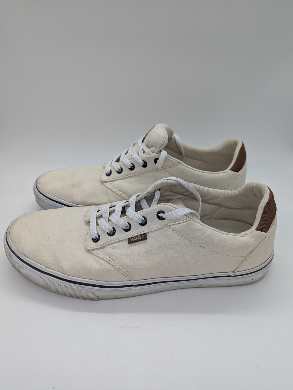 Vans Men's Atwood Deluxe Canvas Skate Sneaker Oatmeal White Size 12 Shoes